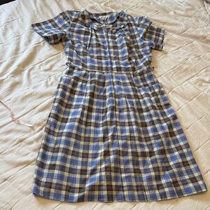 Vintage Glenbrooke Blue and White Plaid Dress
